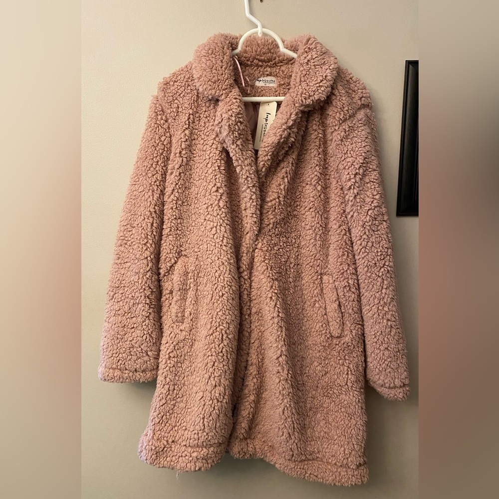 Impressions Pink Sherpa Puffer Coat 🆕 - Picture 10 of 16